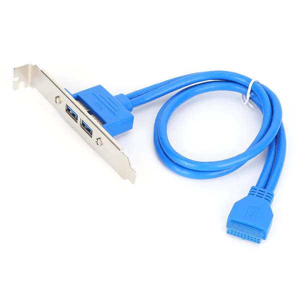 Dobbel USB-hovedkortkabel 19-pinners til dobbel port A hunforlengelse bakpanelmontering blå