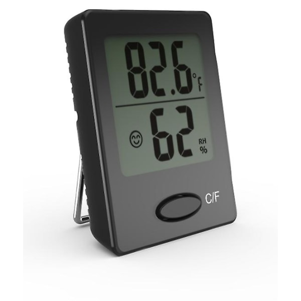 Indetemperatur og hygrometer, sort kabinet