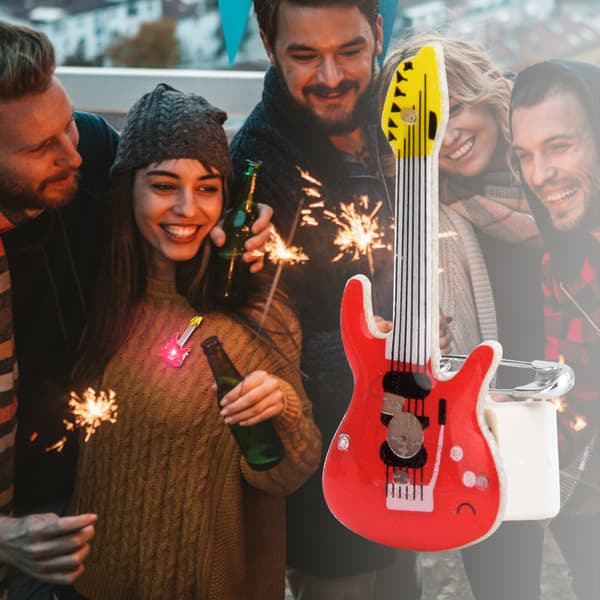 LED-gitarr djurbroschmärkesnål - 25st, röd - perfekta festfavoriter & julklapp