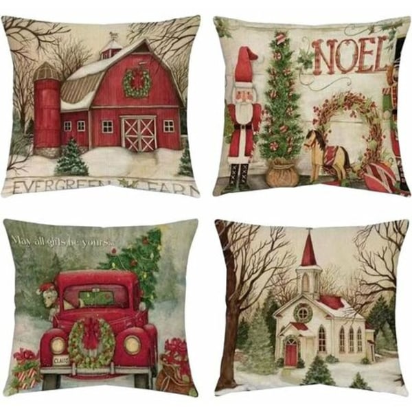 Cover 45 x 45cm, 4 kpl case Puuvilla Pellava Cover Sohva Santa Elk Christmas De