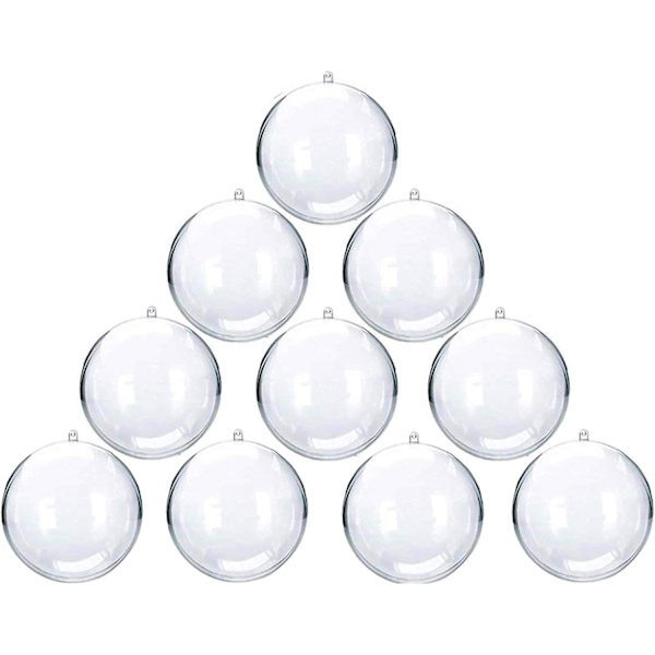 10 stk Klare Plast Fyllbare Pynt Juletrærkule Dekorasjon DIY Håndverk Kule Egnet for Julaften Halloween Nyttår