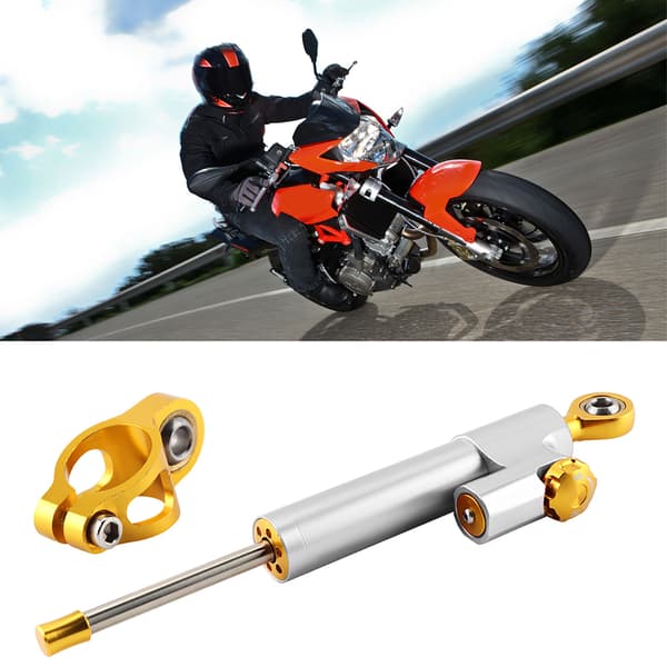 Universal Motorcykeldäck Aluminiumlegering Styrdämpare Stabilisator Säkerhetskontroll Silver