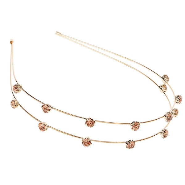 Double Row Pearl Pannband Rhinestone Huvudbonad Flickor Födelsedagsöverraskning present Gold 2