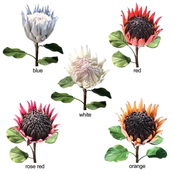 Simulert Protea Kunstig Flocking Blomst Fotografering Rekvisitt Hjem Dekor Falsk Blomst