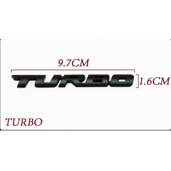 TURBO turbomærkning halekasse 3D bilmærke tredimensionel mærkning bil bilmærkat sportsmærkat (sort)