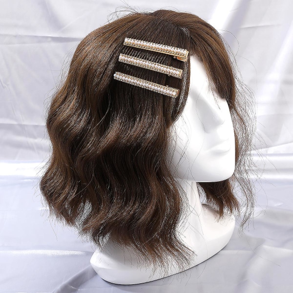 Förpackning med 3 strass pärlor hårklämmor Artificiell pärla Flat Bangs Pin Sido Pin
