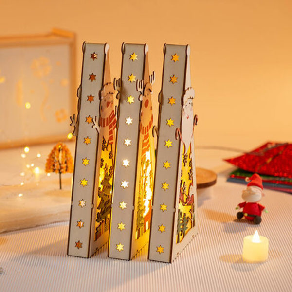Julgransprydnader - Mini Glödande Julhushänge | Juldekoration med jultomten.