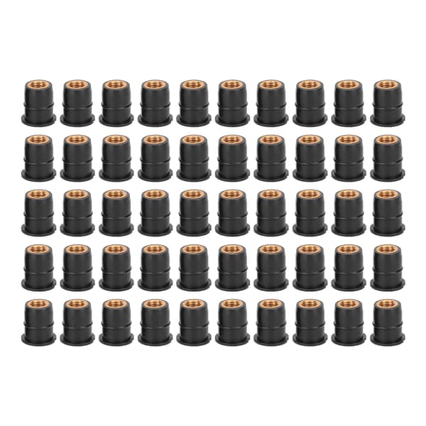 50 st. Gummimutter M6x0.8mm Modifiering för Motorcyklar ATVs Vindrutor Kaross