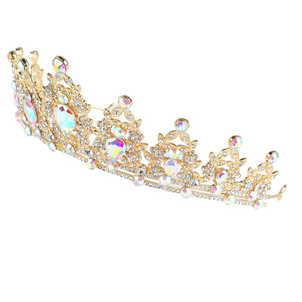 Guldpläterad strass retro halvcirkel tiara håraccessoar för bröllopsfest