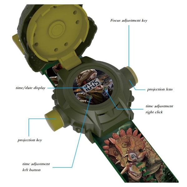 Tyrannosaurus rex tecknad projektionsklocka watch