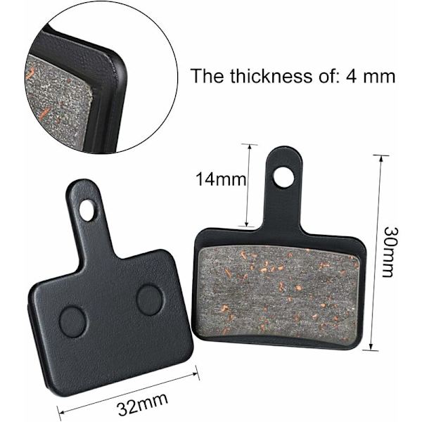 4 par MTB puder og tilbehør (messing og semi-metalliske puder)
