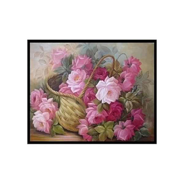 Gör-det-själv-korg Blomma Diamond painting (30x30)