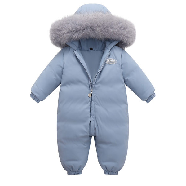 Vinterförtjockad varm dunjacka i ett stycke för barn blue 80cm
