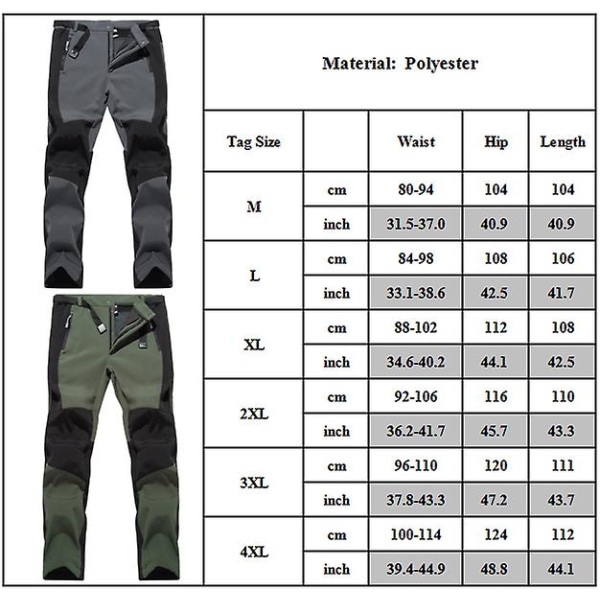 Mænds colorblock forede bukser med lommer Military Green L