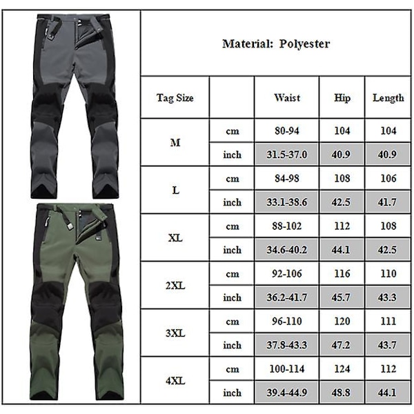 Miesten Colorblock-vuoratut housut taskuilla Military Green M