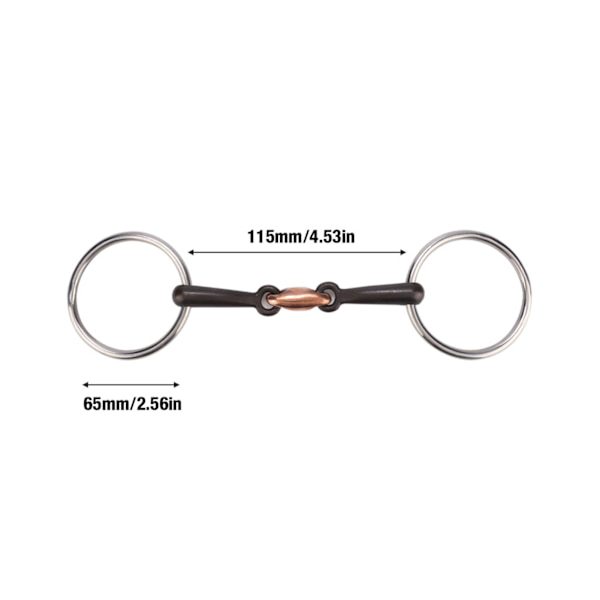 Slitesterk Rustfritt Stål Ring Snaffle Munn Hestebitt Elliptisk Kobberlenke 115 mm