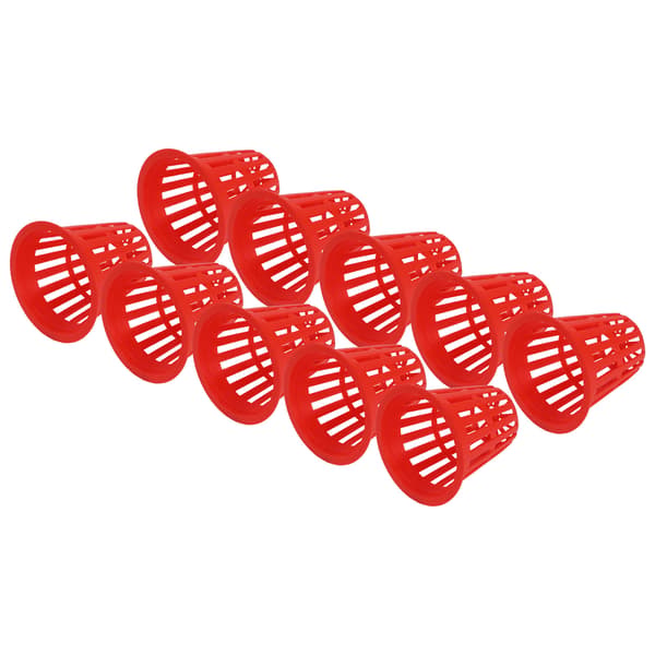 10-pack hydroponisk planteringskorg, plast, växtnätkopp för balkongträdgård, röd