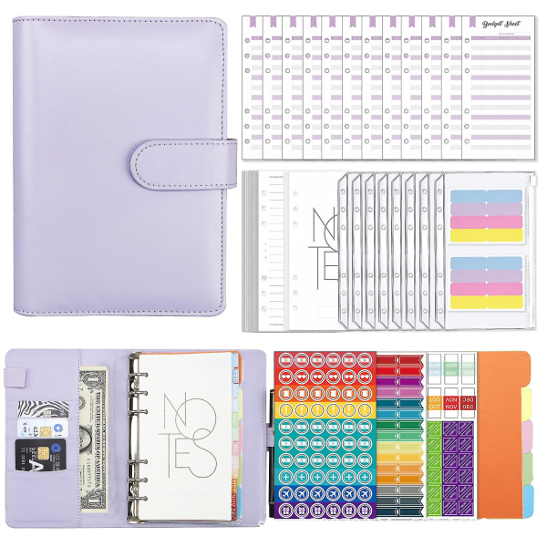 A6 Pu Läder Notebook Planner Organizer Purple