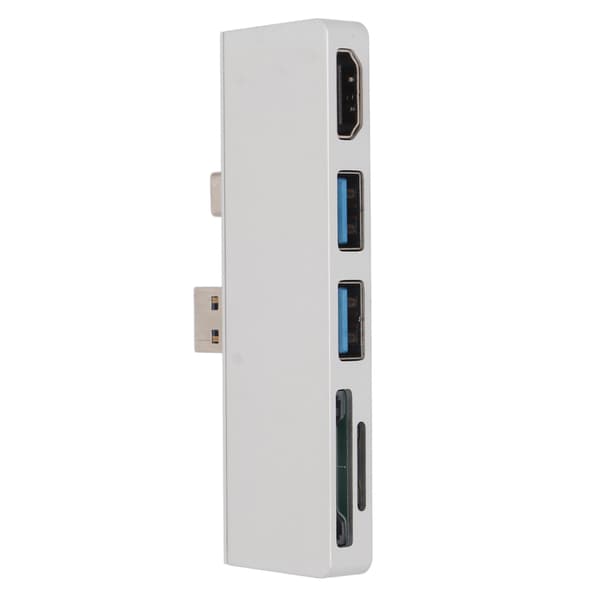 USB C Hub 4K HD Multimedia Interface Dataoverføring Doble USB3.0-porter 5 i 2 USB C Hub for Surface Pro 7 Sølv