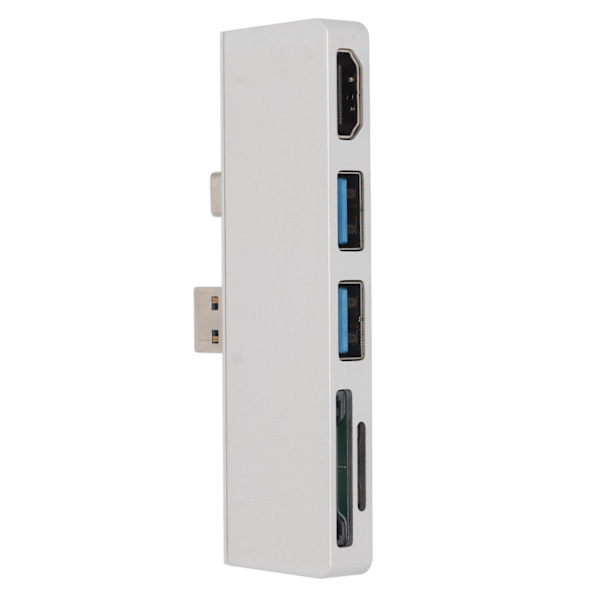 USB C Hub 4K HD Multimedia Interface Dataoverførsel Dobbelt USB3.0 Porte 5 i 2 USB C Hub til Surface Pro 7 Sølv