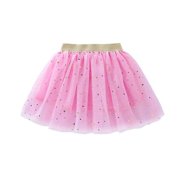 Sommarkjolar för tjejer Bomullsspets Prinsessan Minikjolar Stjärnor Glitter Dans Balett Tutu Mode Paljetter Barnkläder pink 110CM 3Y