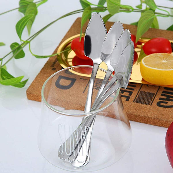 Set med 6 grapefruktskedar Halvtandade rostfritt stål - vintage - present till köket