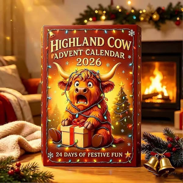 Jule Highland Ko Julekalender, 24 stk. samleobjekter 3D Ko Figurer, Nedtællingspynt Gave 24 Days