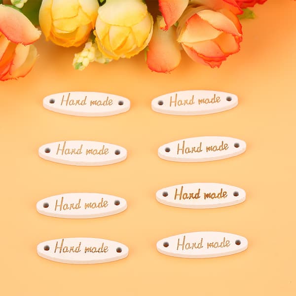 Træknapper med 2 huller - 100 stk, håndlavede, oval form, til syning, gør-det-selv, scrapbooking, håndværk