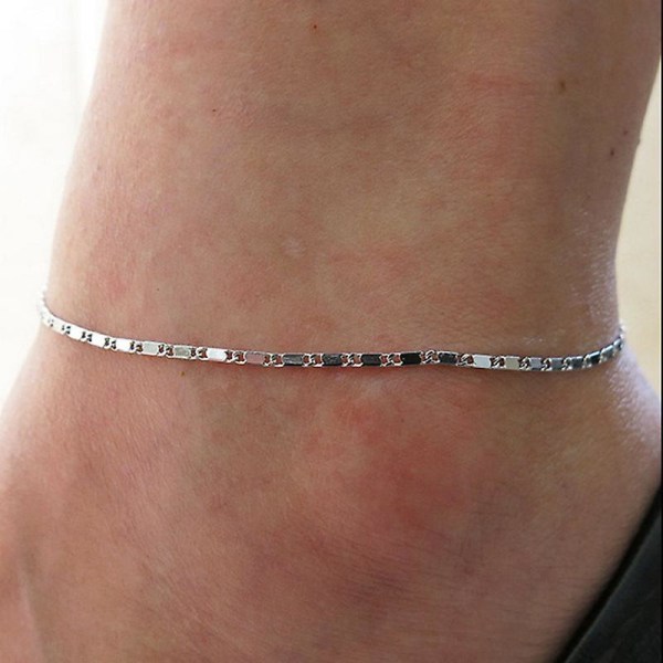 Slim ankel armband plätering ankel kedja för kvinnor flickor smycken gåva en one size 29 cm guld Silver