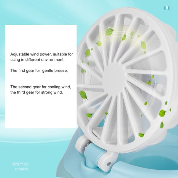 Bærbar Mini Urformet Ventilator Børn USB Genopladelig Ventilator med 3 Vindniveauer til Udendørs (Blå)