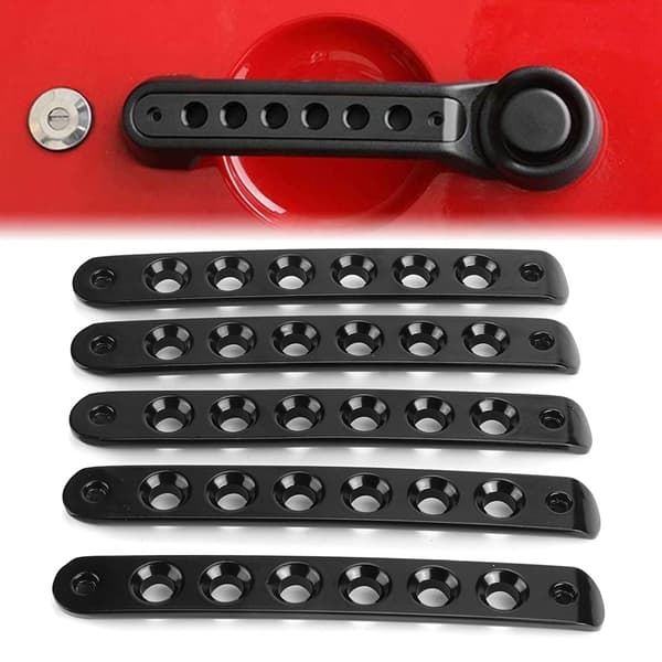 Side Door Grab Handle Insert & Push Button Knobs Cover Passer til Jeep Wrangler Jk Unlimited 07-18