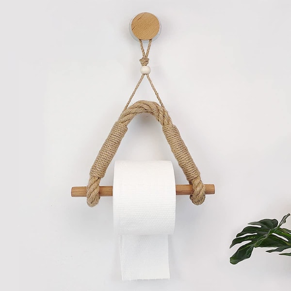 Corderer toiletpapirdør, selvklæbende støtte kompatibel med toiletpapirruller, neutral nautisk nautisk rebhylde Badeværelse Toilet Badeværelse Ac