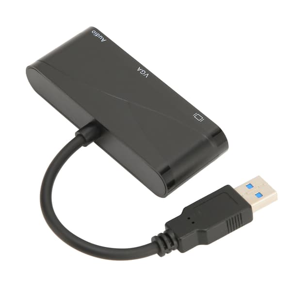 USB til HD Multimedia Interface 2 i 1 Svart 1080P 60HZ 5Gbps USB 3.0 til VGA-adapter for møteunderholdning