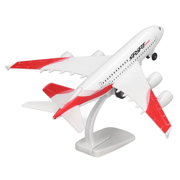 Rød Passagerfly Model Legetøjsfly med 5 Lys Display Stand