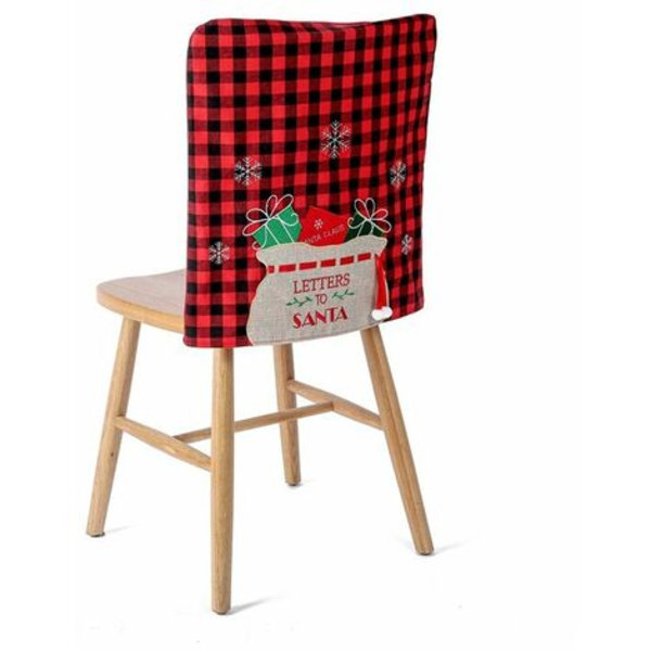 Pack Julstolsöverdrag, Buffalo Plädstolsryggöverdrag, Present Säckmönster Stolskydd Slipcovers för jul
