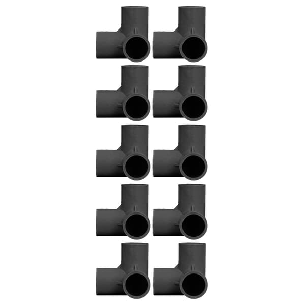 3-vägs PVC-rörkopplingar 10-pack Svart 25 mm innerdiameter