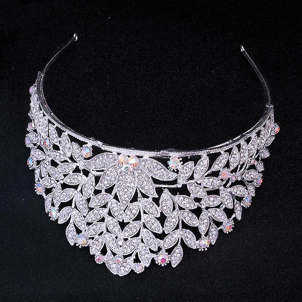 Europæisk og amerikansk barok Bride Crown Fascinator Rhinestone Hår Ornamenter Princess Crown Silver