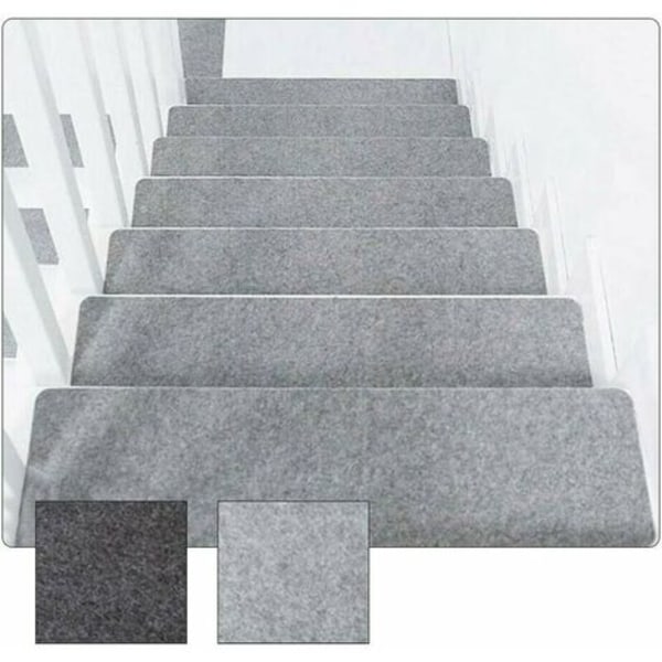 14 stycken halkfria trappmattor Självhäftande mattor Däckmattor Tvättbara säkerhetsmattor för äldre barn och husdjur (ljusgrå)