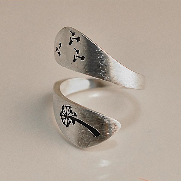 Enkel Kvinnor Maskros Spiral Öppning Finger Ring Justerbar Party Smycken Present