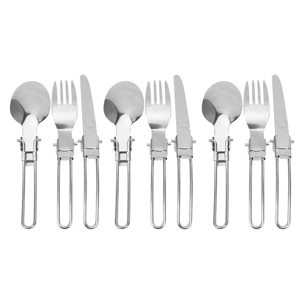 3 Sæt Rustfrit Stål Bærbart Foldbart Bestik Ske Gaffel Kniv Picnic Middagsredskaber