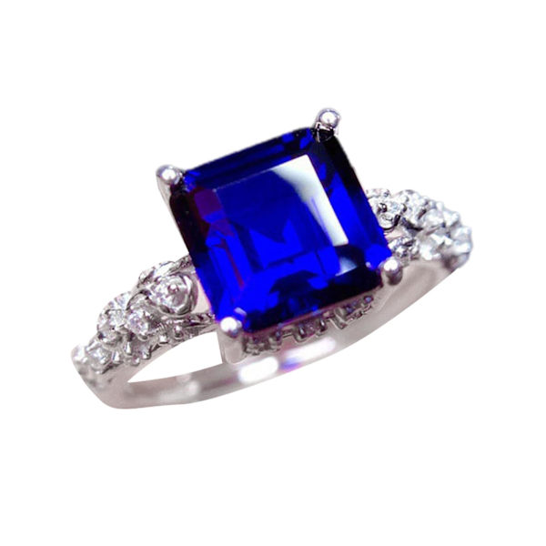 Kvinnor Ring Geometrisk Faux Moissanite Smycken Mode Utseende Öppningsring för bröllop Blue