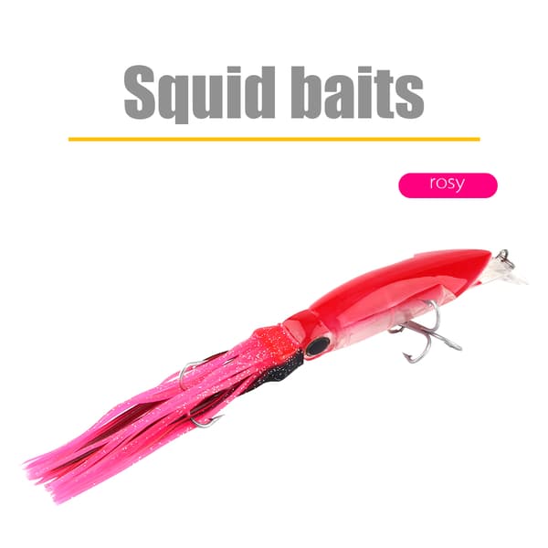 24cm 40g Fiskedrag Blæksprutteagn Crankbait Jig Diskant Krog Rosarød