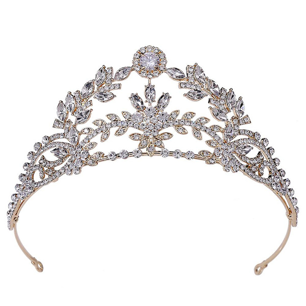 Kronsmycken Brudbröllopstillbehör Enkel Legering Diamant Brudklänning Smycken All-match KC Gold White Zirconium