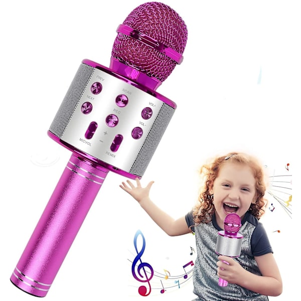 Mikrofoni, langaton Bluetooth karaokemikrofoni lapsille, kannettava 4-in-1-käsimikrofonilaite, kodin KTV-soitin kaiuttimella ja tallentimella