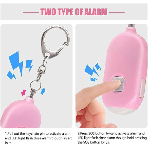 Musta/vaaleanpunainen/valkoinen, 3kpl ulkokäyttöön tarkoitettu LED-taskulamppu USB :llä ja sireenisireenillä ulkoiluun