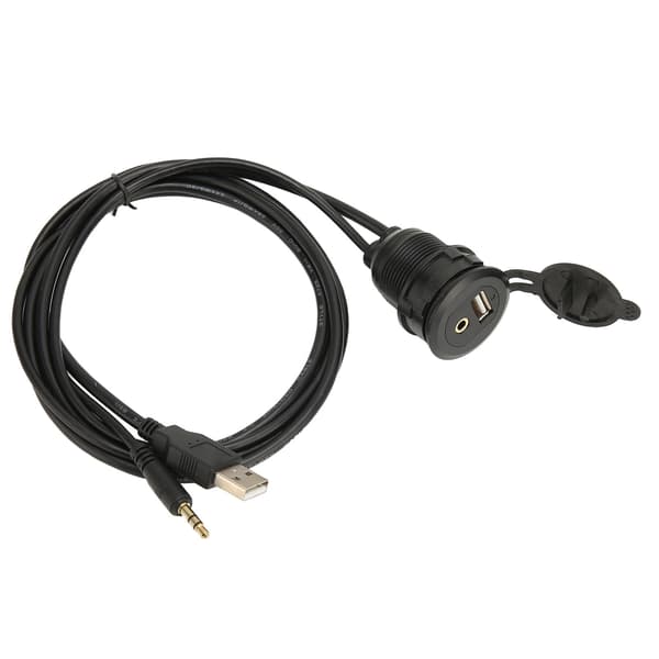 USB 2.0 3.5mm AUX Forlængerkabel Han til Hun Flush Mount til Bil Cykel