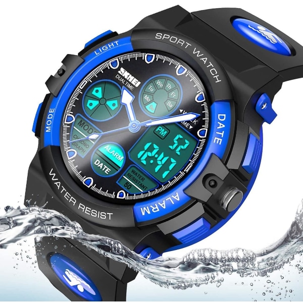50M vandtæt digitalt ur-blå model