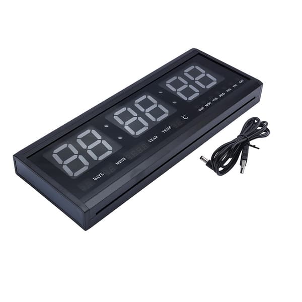 Stor Moderne LED Digital Vægklokke Dato Temperatur 24 12 Timer Kontor
