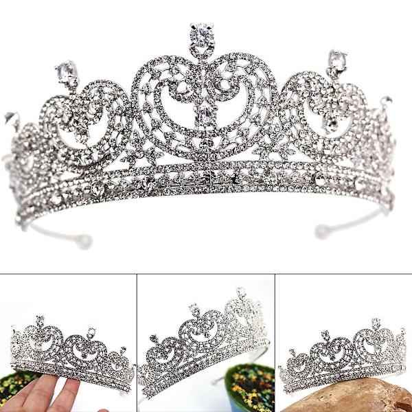 Hjerteformet Halite Legering Crown Brude Rhinestone smykker Bryllup Hovedbeklædning