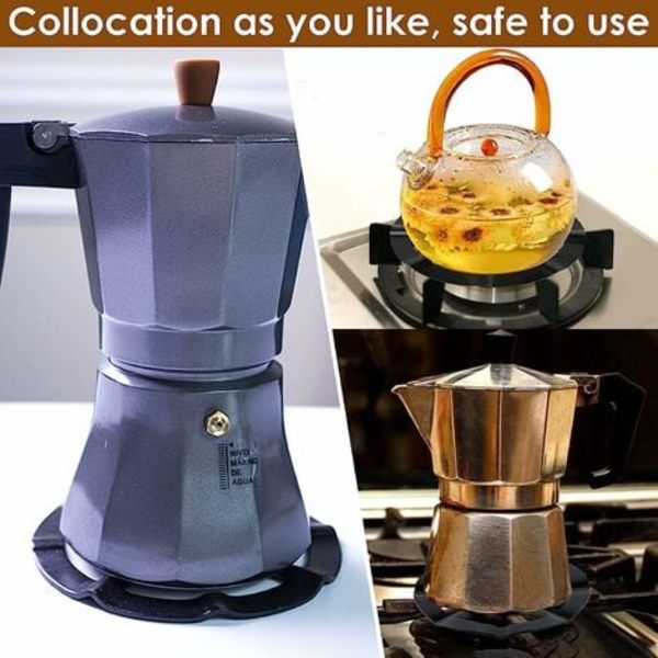 Stål Moka grythållare för gasspis, metall gasring reducerare, kaffebryggare reducer hyllring för matlagning, 1st, svart, Fon